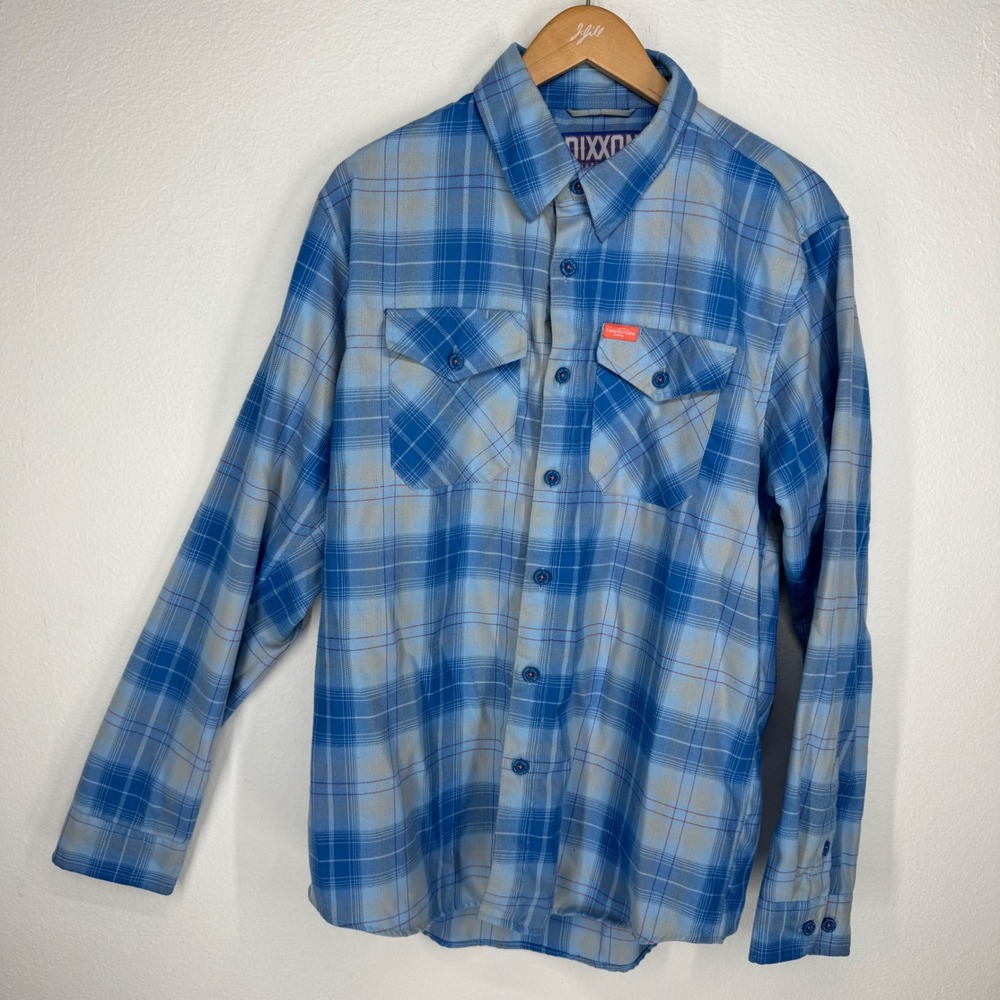 Dixxon Flannel Make-A-Wish Arizona Blue Plaid D-Tech Shirt Mens Medium